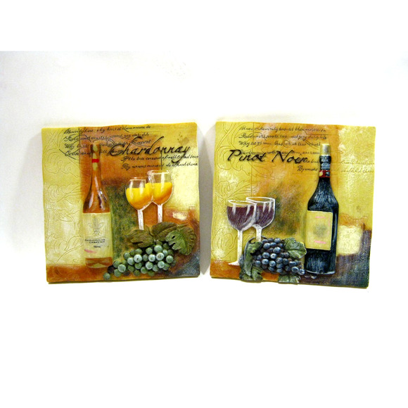 Set of 3D Textured Wine Drinkers Cafe Bistro style Kitchen Wall Art - Picture 2 of 8